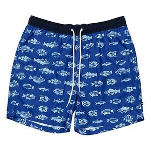 Nautica Swim Trunks  Men's Size‎ Large Blue Fish Pockets Mesh Lined Beach Cruise